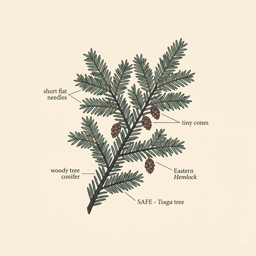 Eastern hemlock (the tree) identifying features