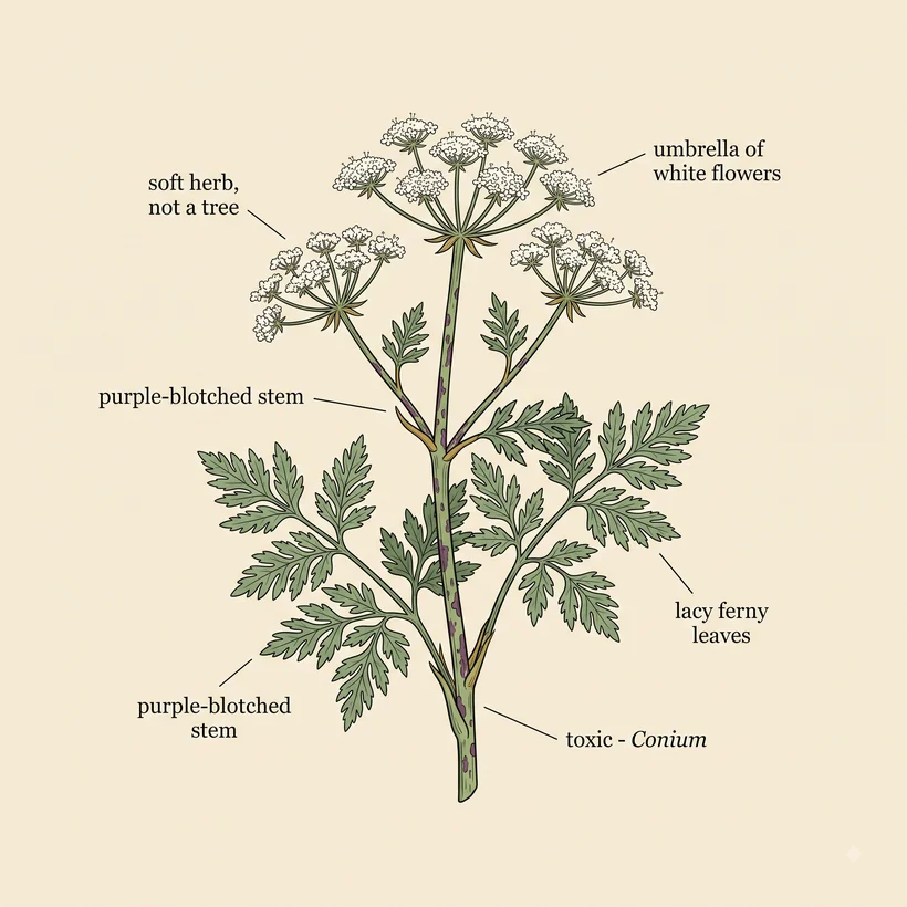 Poison hemlock (the herb) identifying features