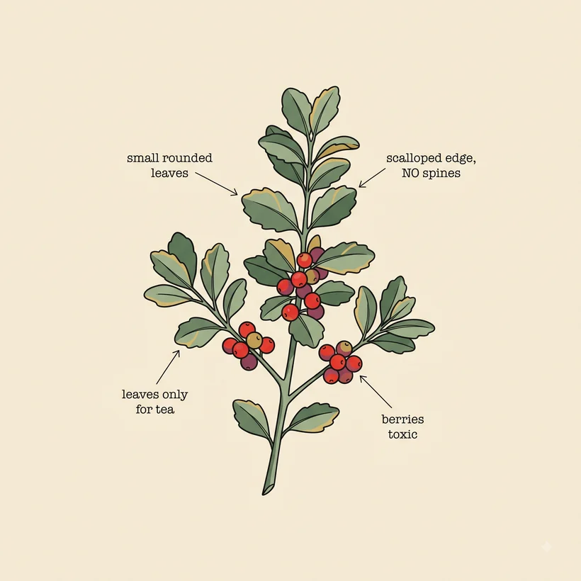 Yaupon holly identifying features